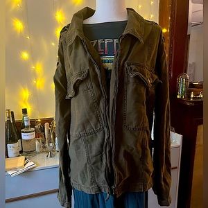 Free People Green Lace Up Utility Jacket